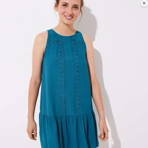 LOFT Women's Lace Trim Flounce Dress Size Medium NWT - Picture 1 of 10